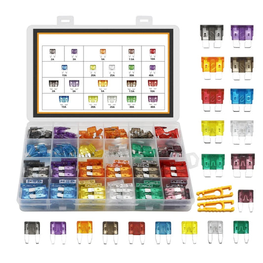 Mini/Small/standard Size Blade Type Car Fuse Assortment 2.5/3/5/7.5/10/15/20/25/30/35A Fuse Set Auto Car Truck with Box Clip