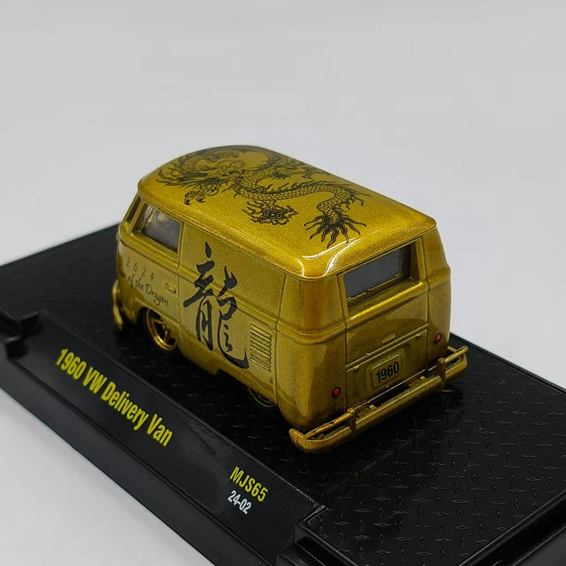 Diecast Alloy 1/64 Scale VW T1 wide-body van station Wagon/Mini Year of the Dragon Limited Edition Car Model Holiday Gifts Toys